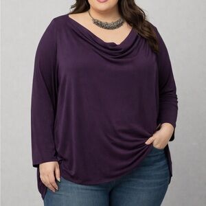 😍SHOW SPECIALS CAREER ELEMENTS Purple Stretch Cowl Neck Blouse size 26/28